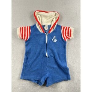 VTG JCPenney Terry Cloth Sailor Romper Baby Outfit 4T 32-37lbs Swim Cover